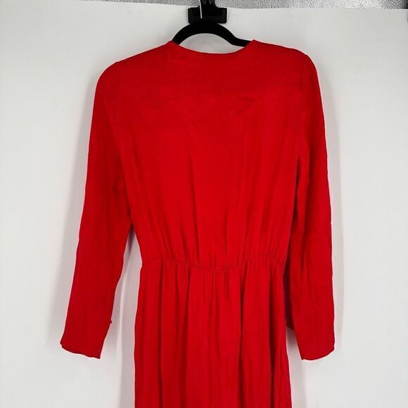 Top Shop Women's Snake Print Tie Front High Split Side Midi Dress Red Size‎ 8 - Picture 3 of 9